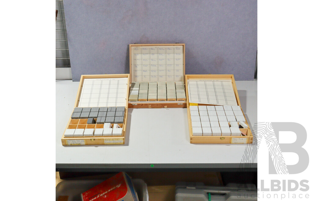 Good Collection Five Wooden Cases Slides, Mostly 1980s to 1990s of Australian & International Interest Including  Europe, Melbourne, Sydney, Tasmania and More