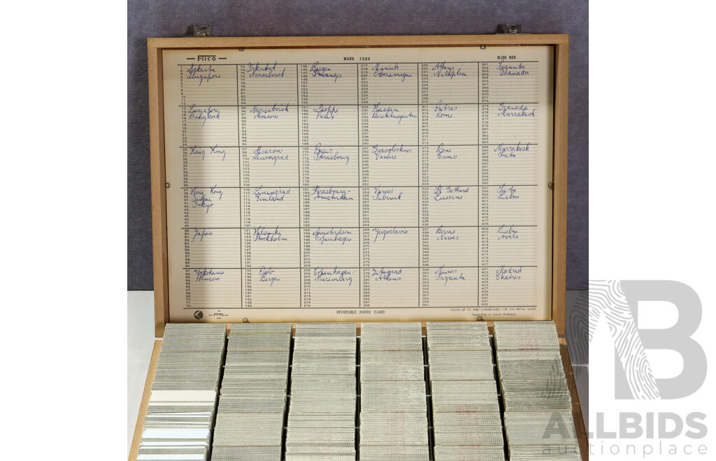 Good Collection Five Wooden Cases Slides, Mostly 1980s to 1990s of Australian & International Interest Including  Europe, Melbourne, Sydney, Tasmania and More