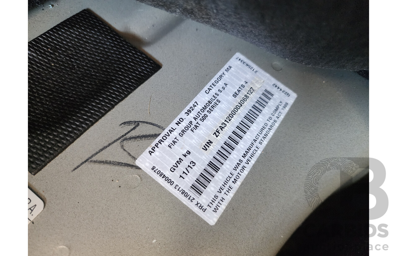 11/2013 Fiat 500 Sport MY13 3d Hatchback Black 1.4L