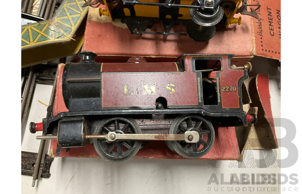 Collection of Vintage Hornby O Gauge Railway Rolling Stock, Scenery Items, Some Boxed