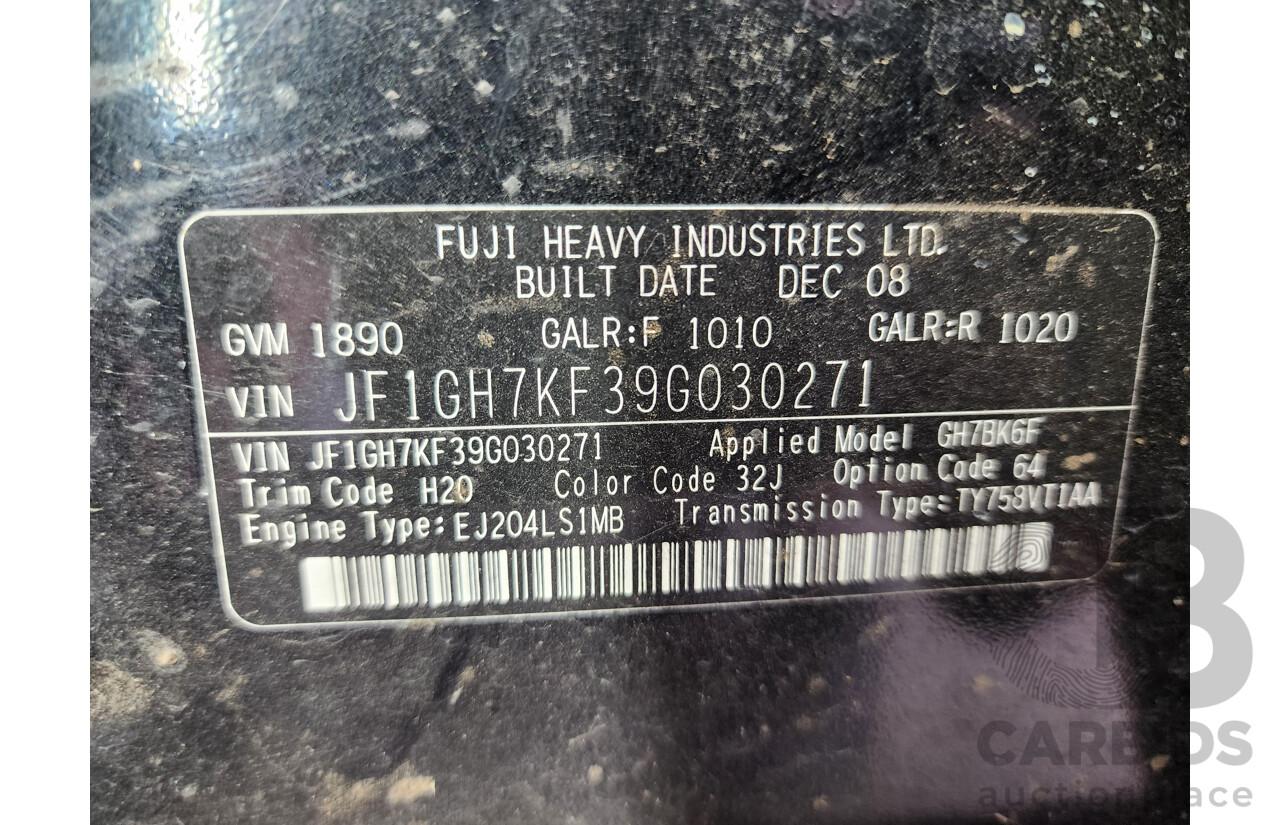 2/2009 Subaru Impreza R (awd) MY09 5d Hatchback Black 2.0L