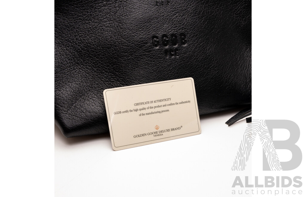 Golden Goose Deluxe Brand Venice Black Leather Clutch Bag with Authenticity Card