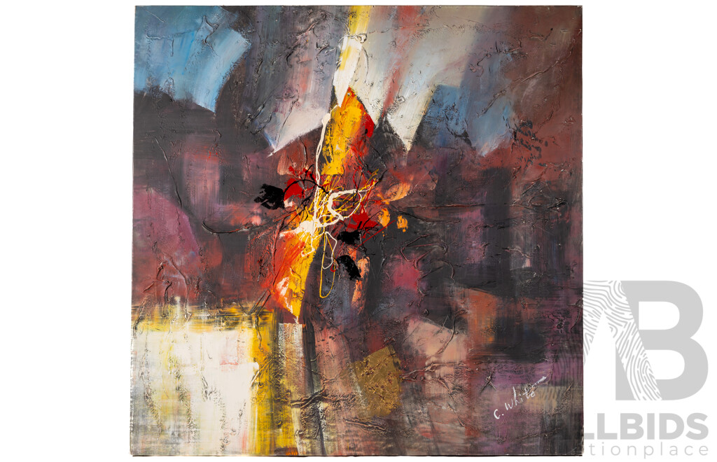 C. White, (20th Century), Beyond The Inside - Contemporary Abstract, Mixed Media on Canvas, 100 x 100 cm (frame)