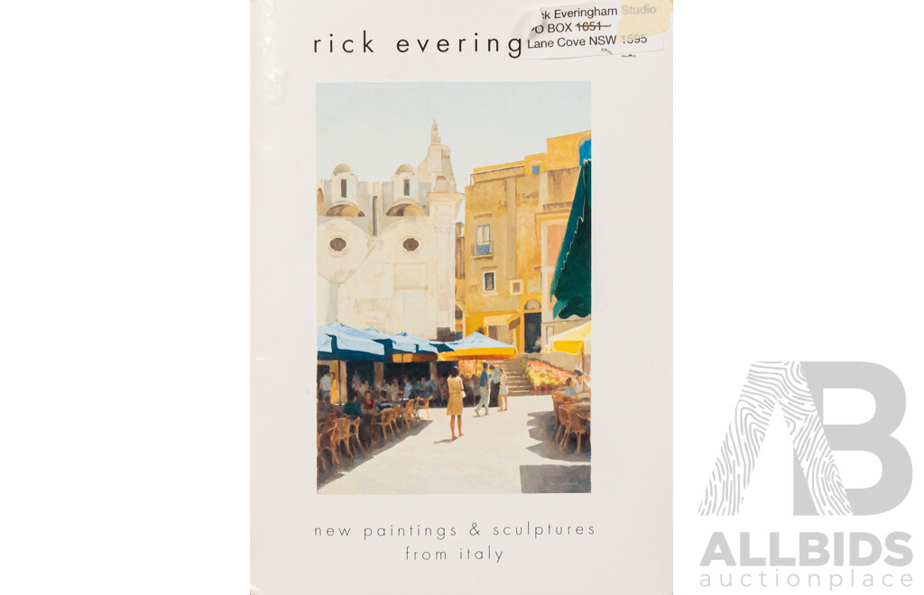 Rick Everingham, (20th Century, Australian, 1945-), Yellow Boat, Venice, Wonderful Original Oil on Canvas Board, 49 x 49 cm (frame)