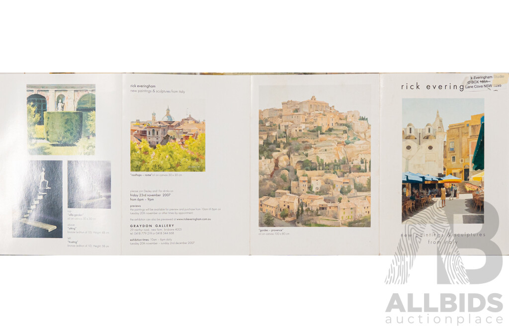 Rick Everingham, (20th Century, Australian, 1945-), Yellow Boat, Venice, Wonderful Original Oil on Canvas Board, 49 x 49 cm (frame)