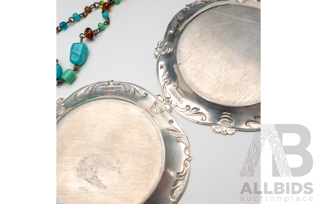 Collection of Vintage Jewellery in Trinket Box, Incl. Turquoise/coral Bracelet & Cloisonné Butterfly Brooch