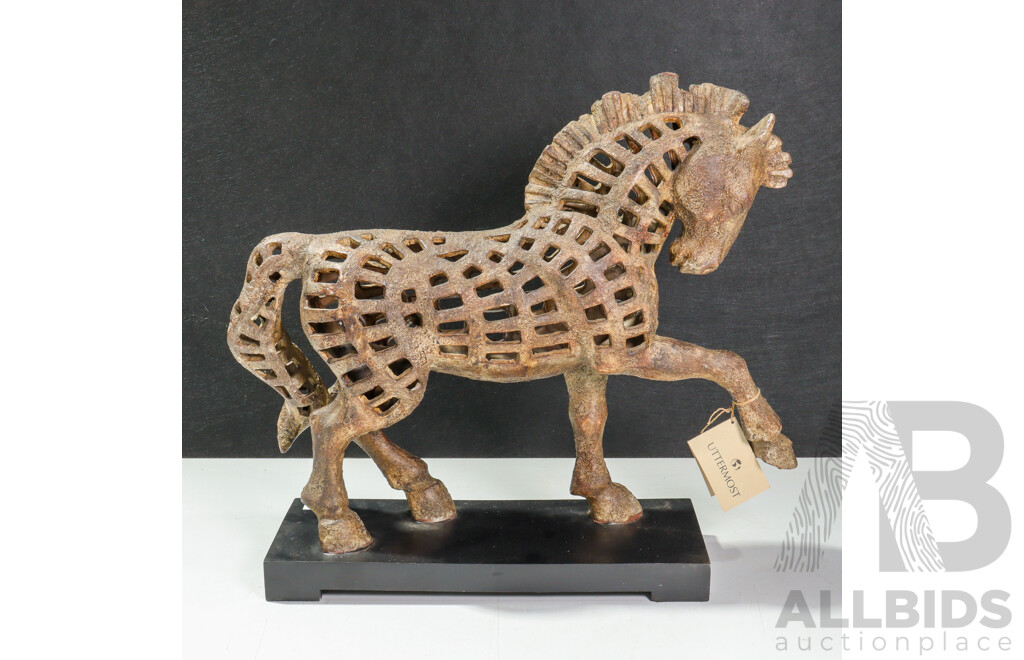 Composite Horse Sculpture on Stand Designed by Billy Moon for Uttermost
