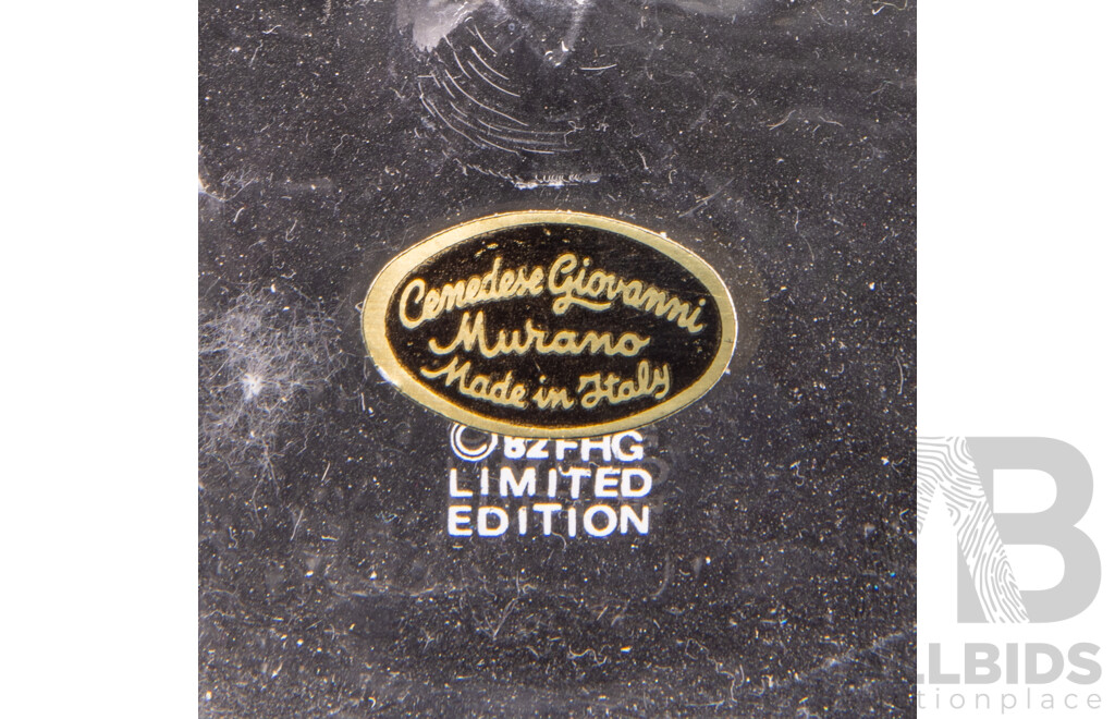 Limited Edition Murano Doves of Spring Etched Glass Vase by Giovanni Cenedese