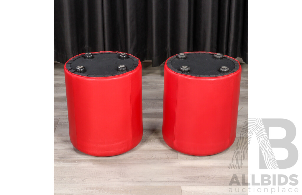 Pair of Red Leather Footstools
