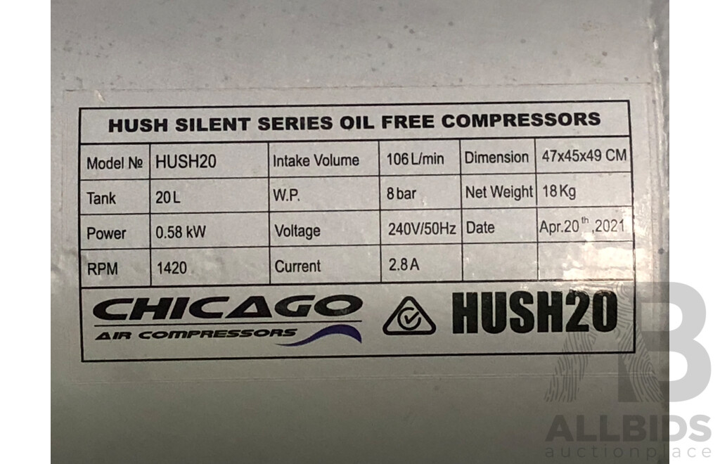 Chicago Air Aluminium Silenced 20L Air Compressor