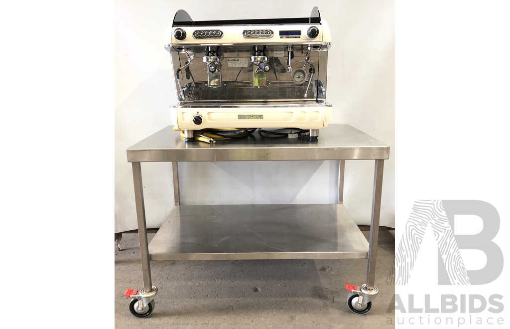 San Remo Two Group Head Coffee Machine and Stainless Steel Trolley