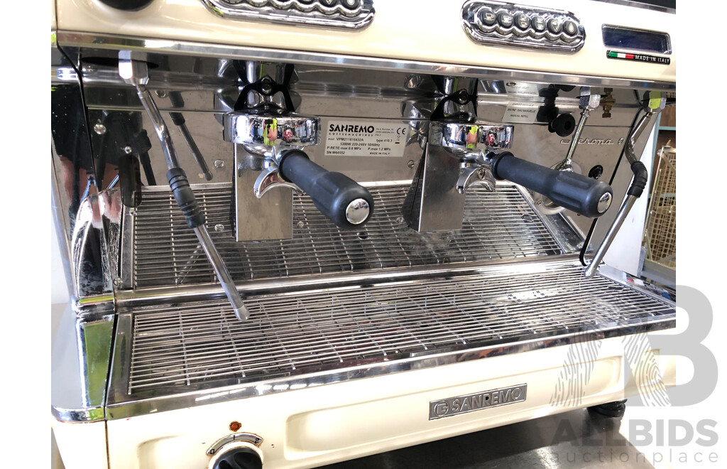 San Remo Two Group Head Coffee Machine and Stainless Steel Trolley