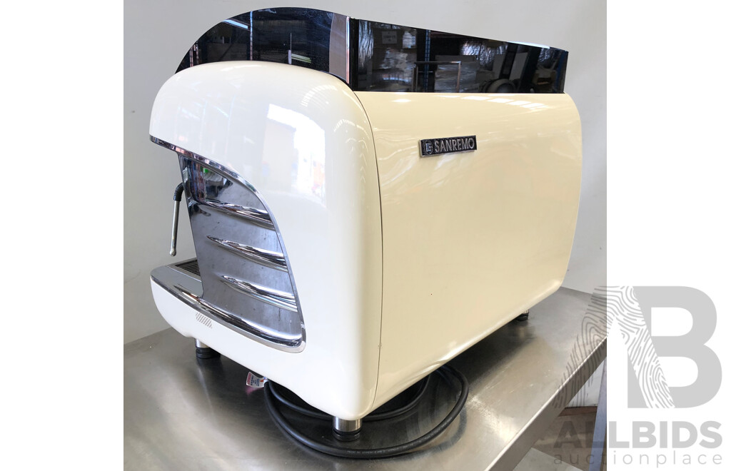 San Remo Two Group Head Coffee Machine and Stainless Steel Trolley