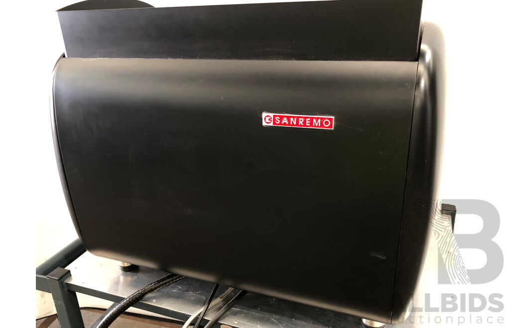 San Remo Two Group Head Coffee Machine and Metal Trolley