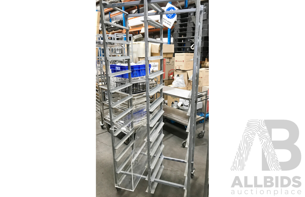 Stainless Steel Catering Trolleys/Racks with Sliding Baskets - Lot of 3