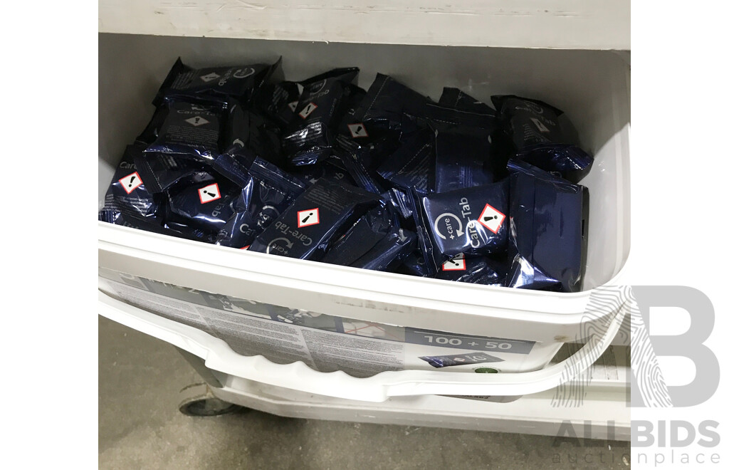 Rubbermaid 3 Tier Plastic Trolley with Assorted Cleaning Chemicals