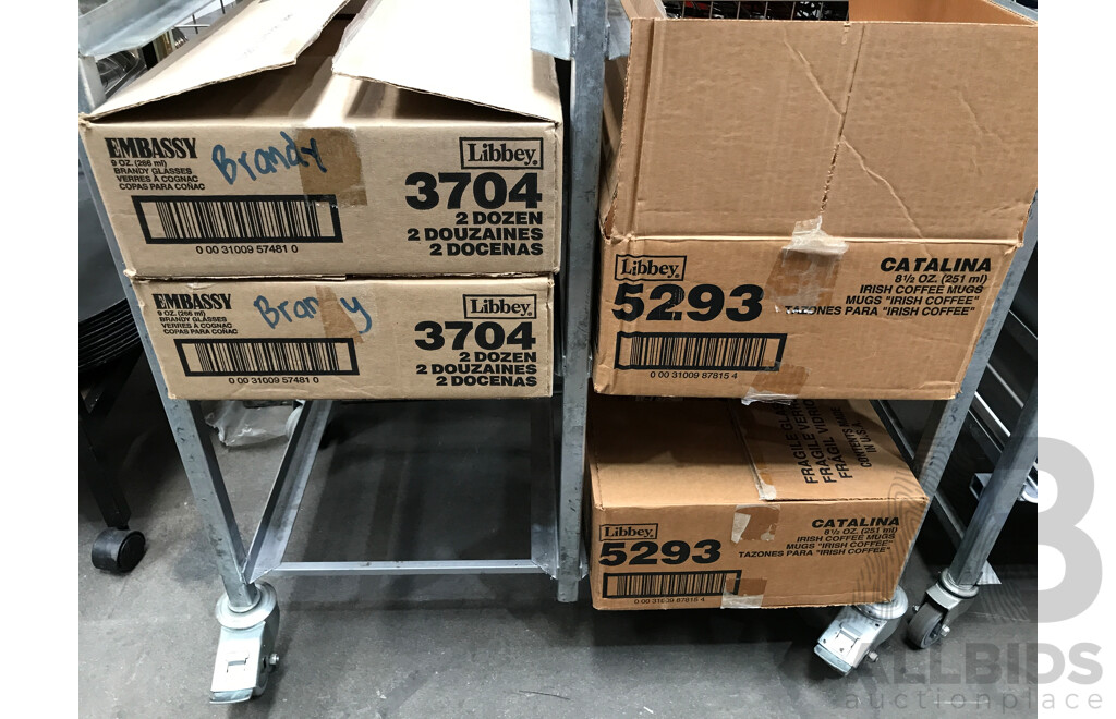 Stainless Steel Catering Trolleys/Racks and 2 Tier Trolley with Assorted Food Service Ware and Equipment