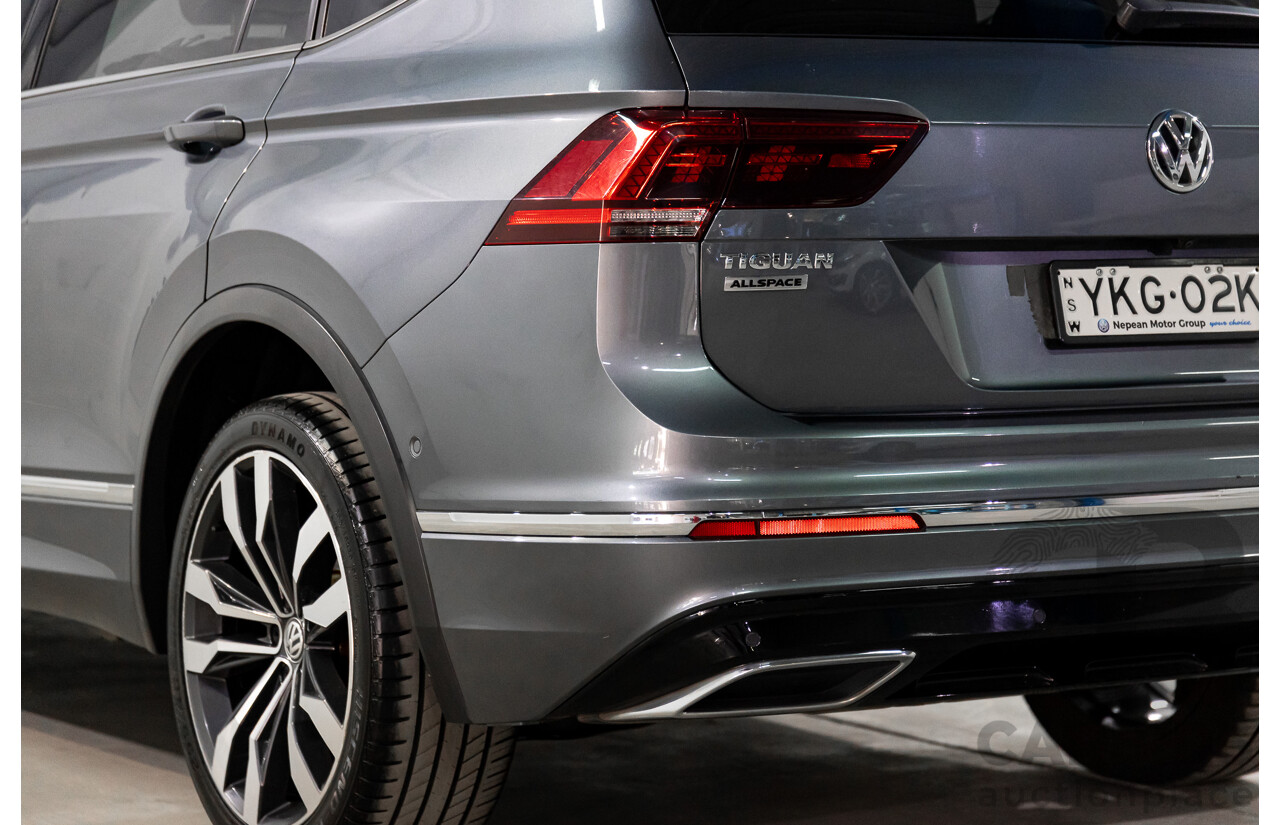 02/2020 Volkswagen Tiguan Highline Allspace R-Line Package 162 TSI (AWD) 5NA MY20 4d Wagon Platinum Grey Metallic Turbo 2.0L - 7 Seater