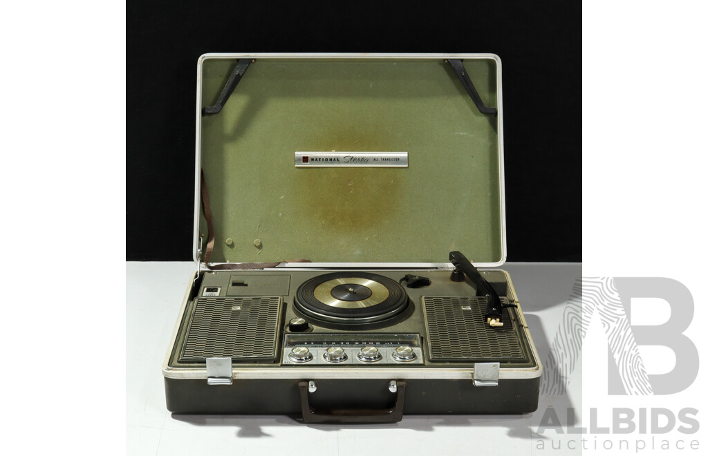 Vintage National SG-725FL All-Transistor Portable Stereo Record Player & AM Radio