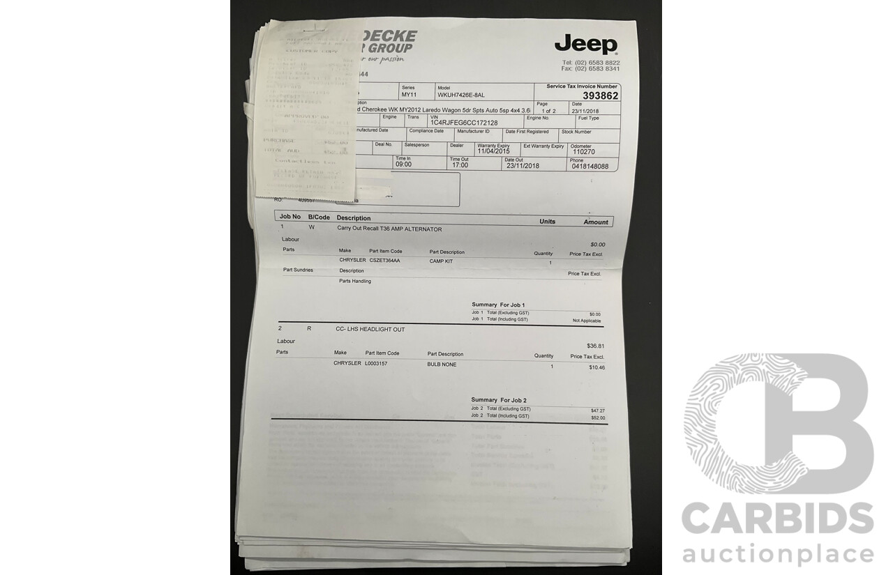 3/2012 Jeep Grand Cherokee Laredo (4x4) WK MY12 4d Wagon White Gold V6 3.6L