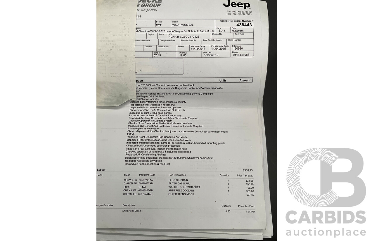 3/2012 Jeep Grand Cherokee Laredo (4x4) WK MY12 4d Wagon White Gold V6 3.6L