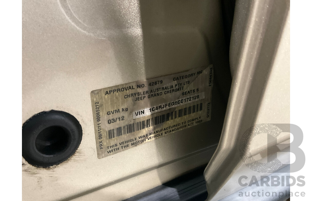 3/2012 Jeep Grand Cherokee Laredo (4x4) WK MY12 4d Wagon White Gold V6 3.6L