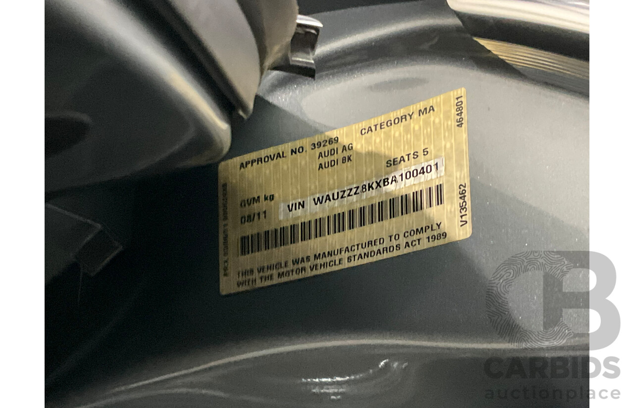 8/2011 Audi A4 1.8 TFSI B8 (8K) MY12 4d Sedan Quartz Grey Metallic Turbo 1.8L