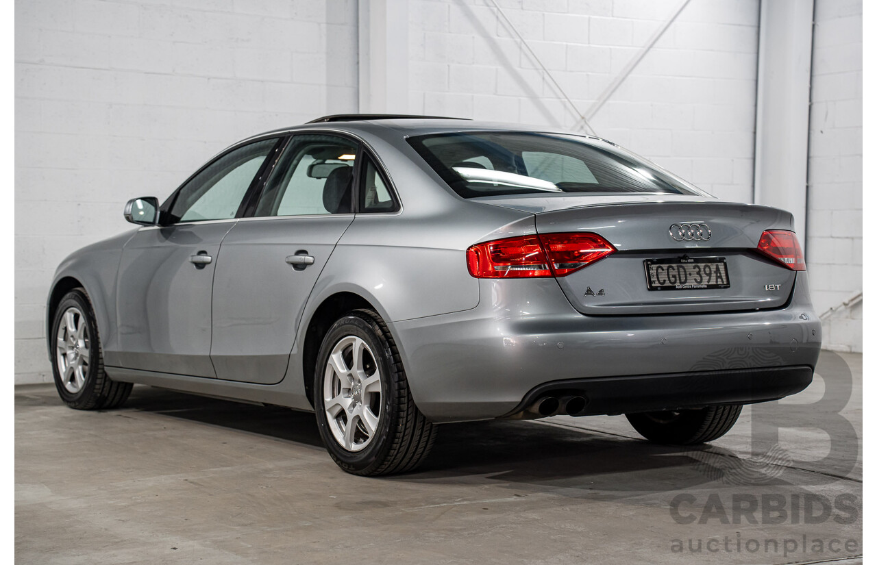 8/2011 Audi A4 1.8 TFSI B8 (8K) MY12 4d Sedan Quartz Grey Metallic Turbo 1.8L