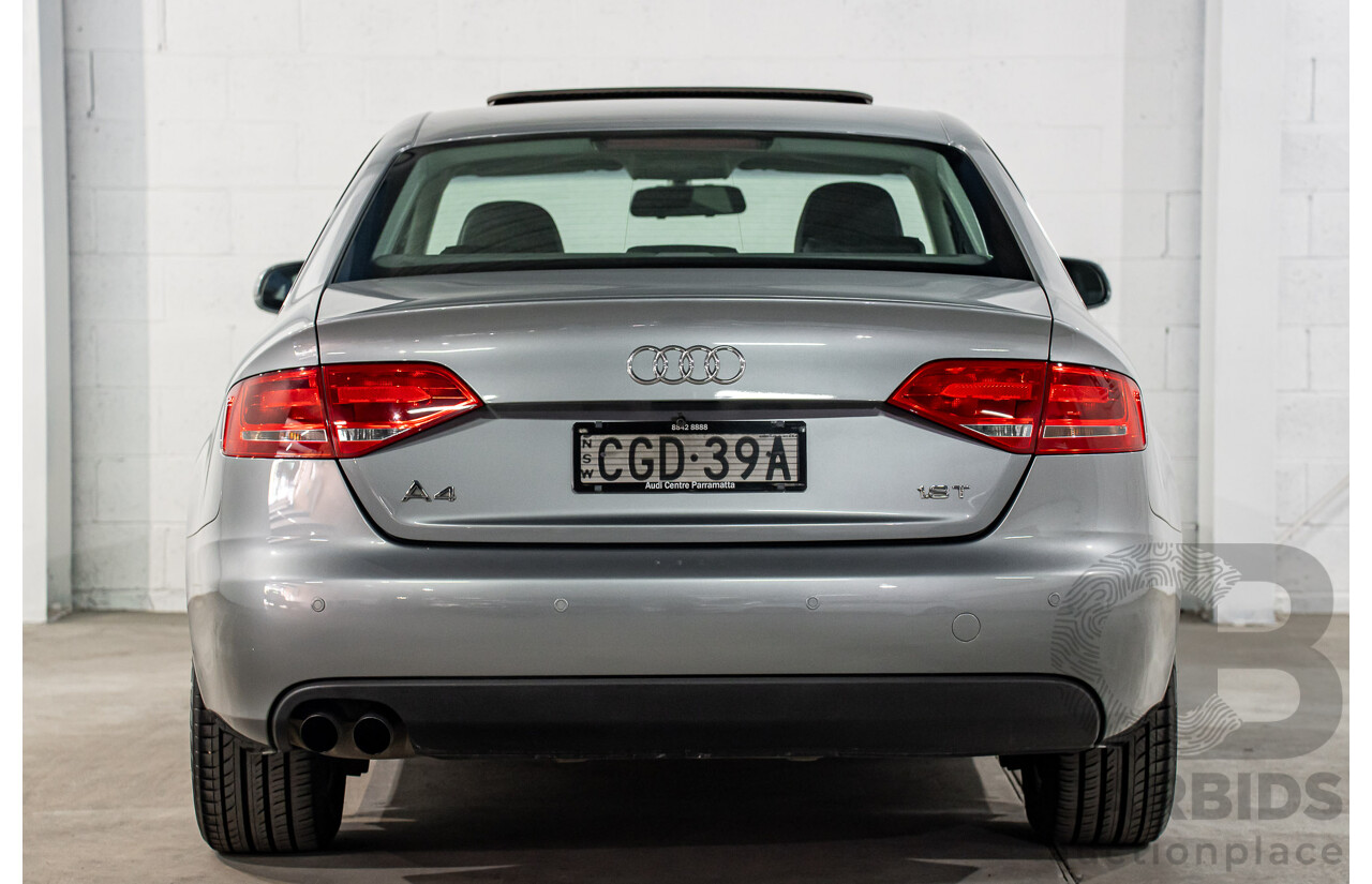 8/2011 Audi A4 1.8 TFSI B8 (8K) MY12 4d Sedan Quartz Grey Metallic Turbo 1.8L