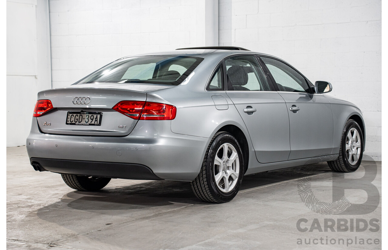 8/2011 Audi A4 1.8 TFSI B8 (8K) MY12 4d Sedan Quartz Grey Metallic Turbo 1.8L