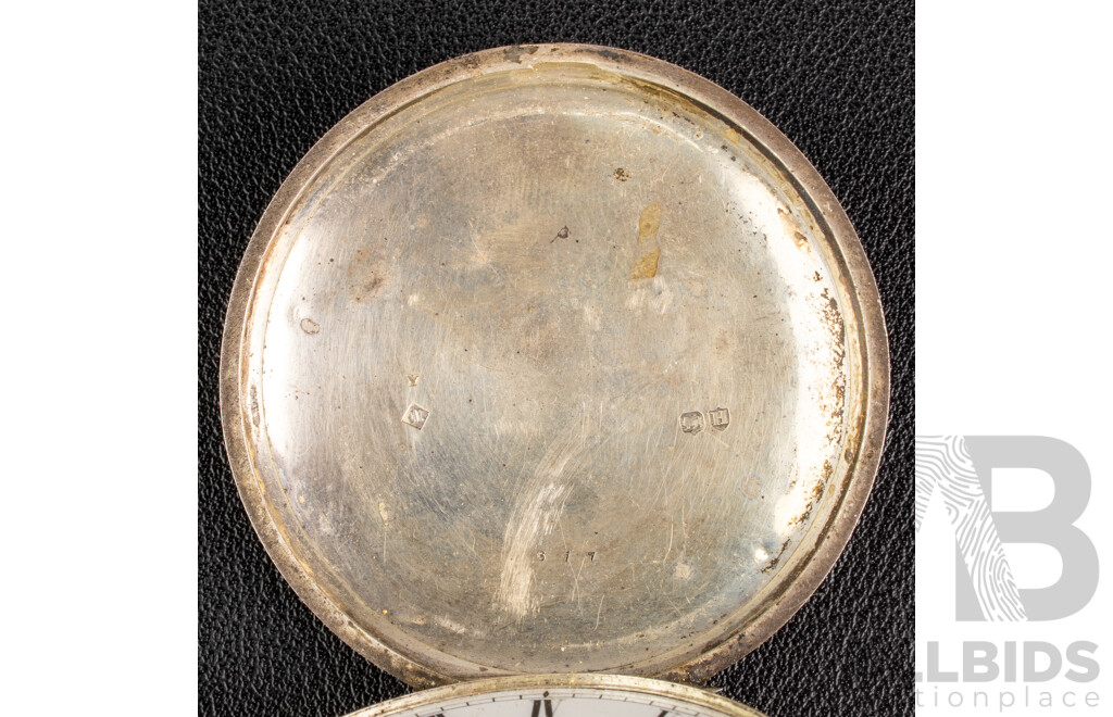 Antique W Welqurn Jamestown Sterling Silver 50mm Pocket Watch, London 1883, 107.11 Grams