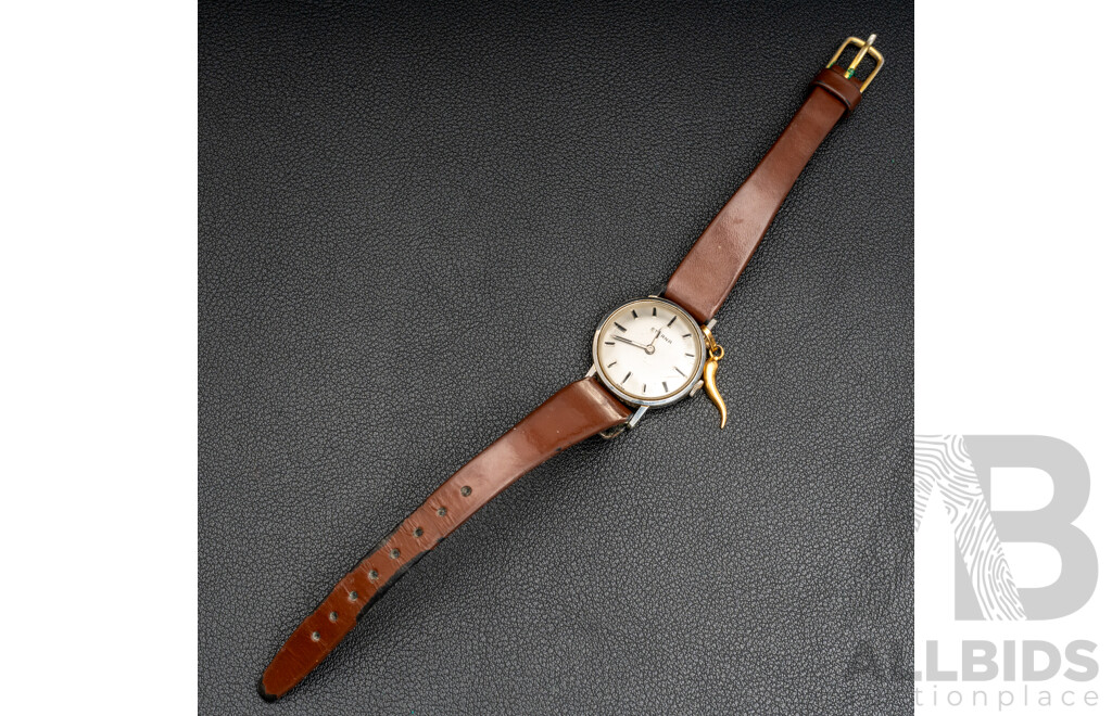 Eterna Ladies Vintage Dress Watch with 9ct Gold Cornicello Charm - Working