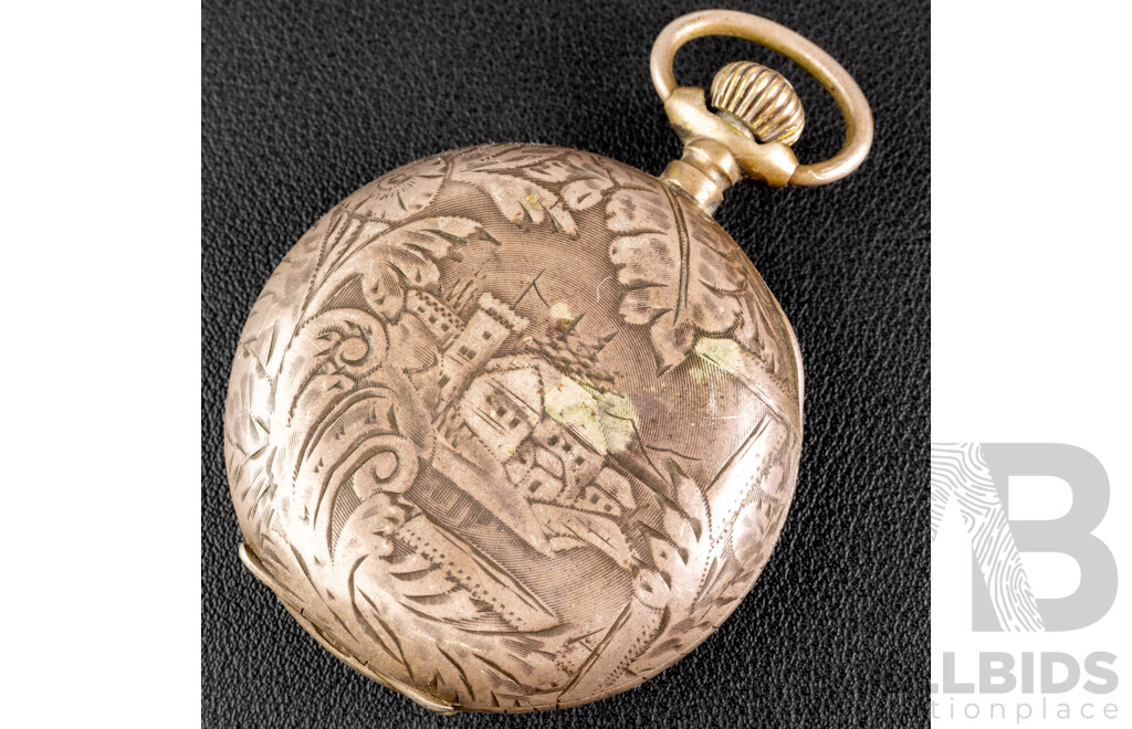 Vintage Perfection Marque Deposseé W&D 52mm Pocket Watch, with Tiger Motif, 82592