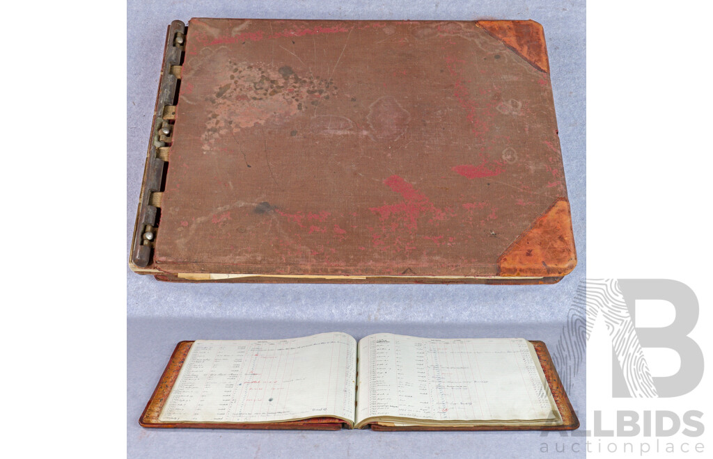 Vintage Canvas Bound Electricity Meter Reading Ledger, Canberra Circa 1931