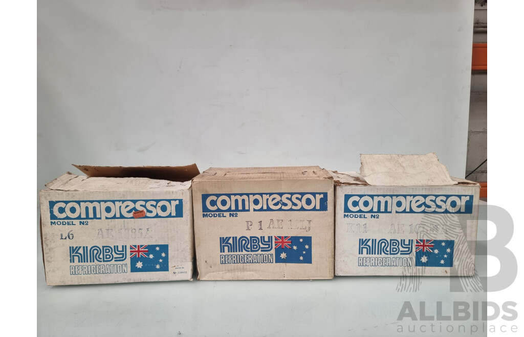 Quantity of 3 Kirby Refrigeration Compressors