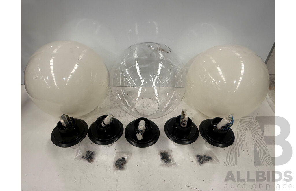Quantity of 3 Polycarbonate Sphere Indoor Lights - 400mm Diameter - with Metal Insert with Screw in Fitting