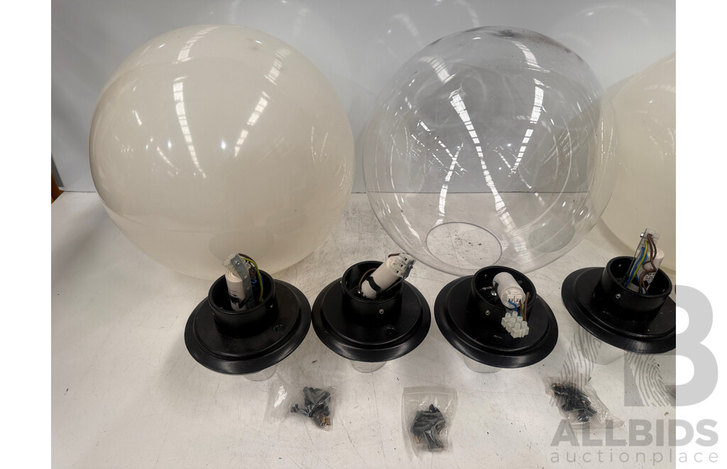 Quantity of 3 Polycarbonate Sphere Indoor Lights - 400mm Diameter - with Metal Insert with Screw in Fitting