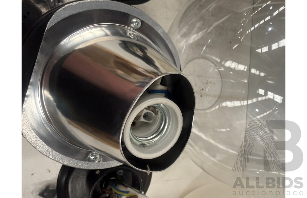 Quantity of 3 Polycarbonate Sphere Indoor Lights - 400mm Diameter - with Metal Insert with Screw in Fitting