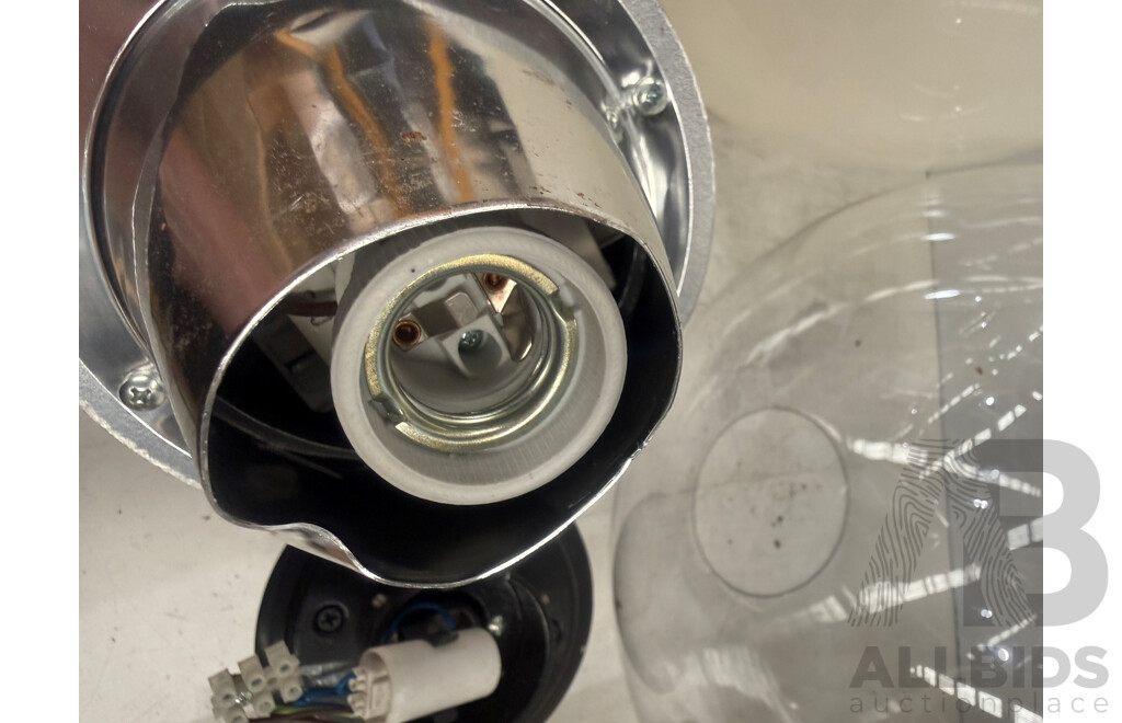 Quantity of 3 Polycarbonate Sphere Indoor Lights - 400mm Diameter - with Metal Insert with Screw in Fitting