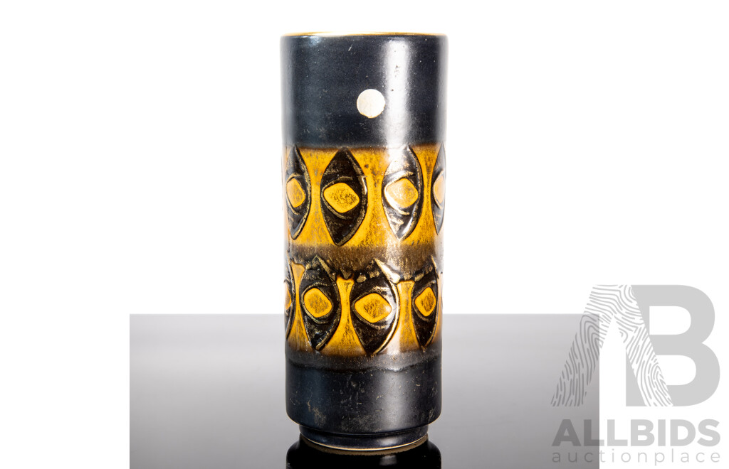 Mid Century German Ceramic Vase with Cats Eye Motif