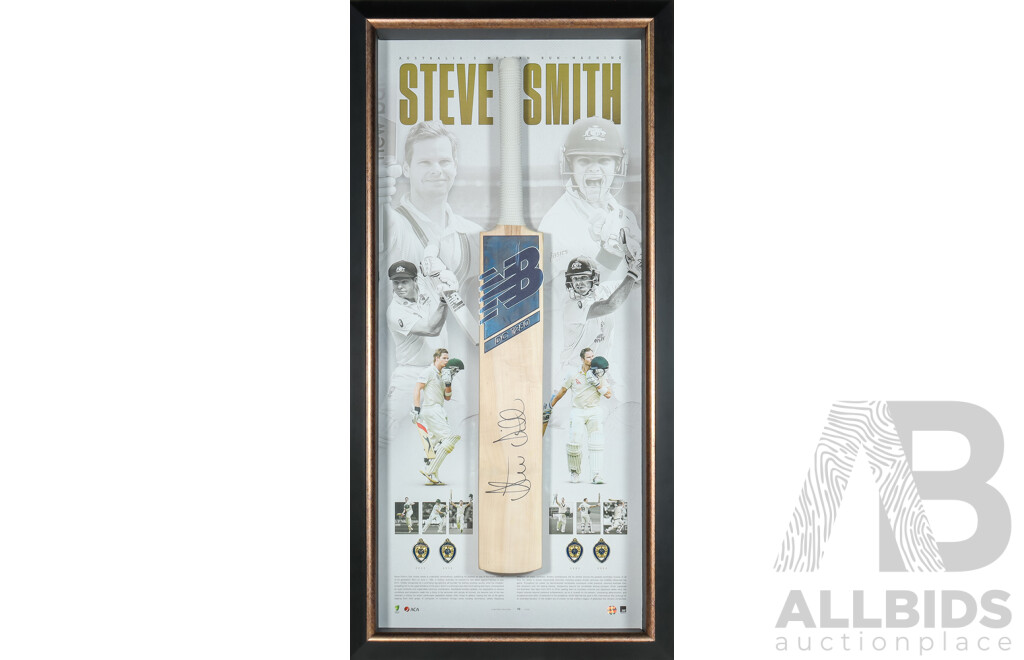 Steve Smith Limited Edition Signed Framed Cricket Bat, 'Australia’s Modern Run Machine' No. 10 of 239
