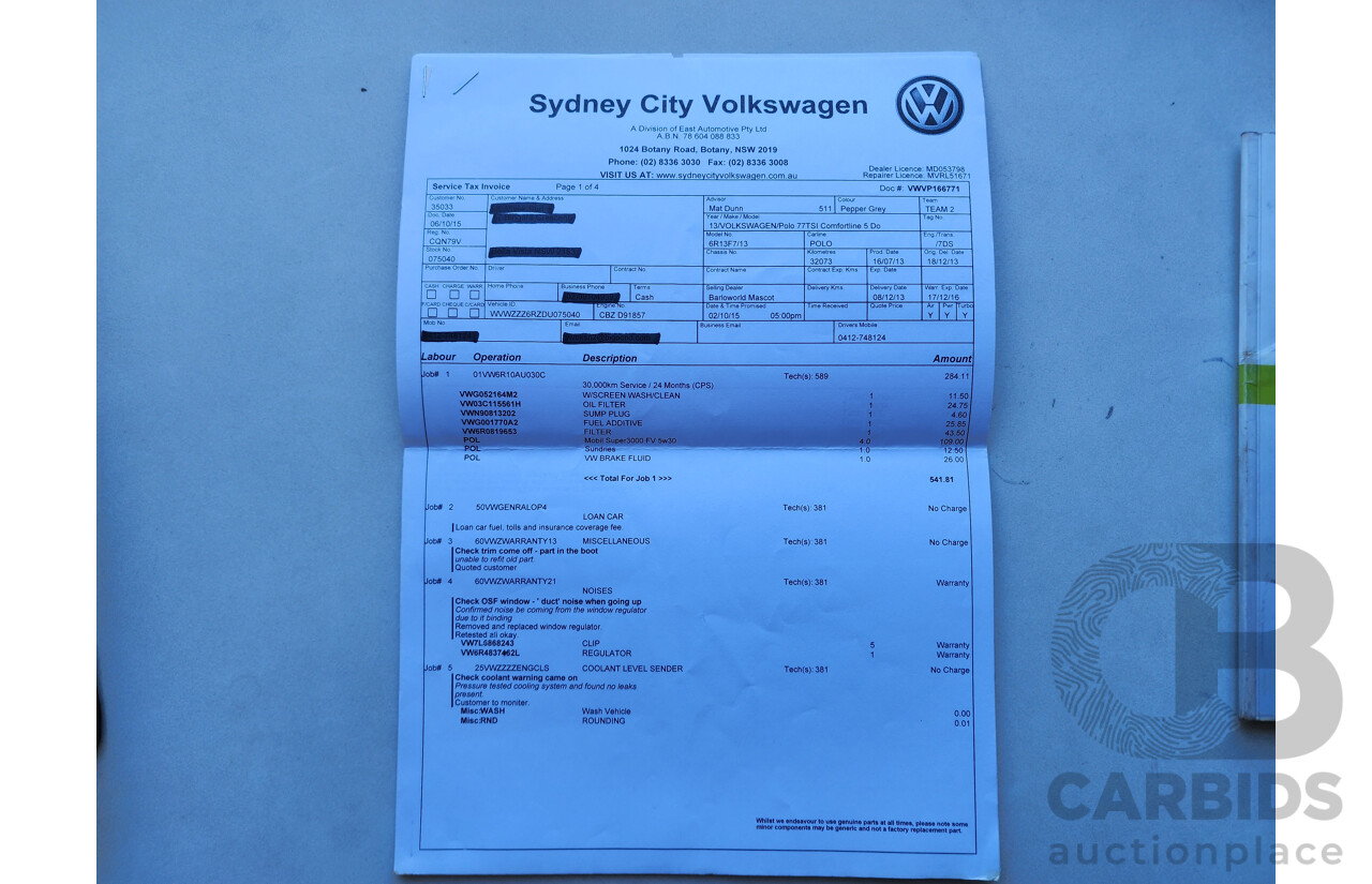 8/2013 Volkswagen Polo 77 TSI Comfortline 6R MY13.5 5d Hatchback Grey 1.2L