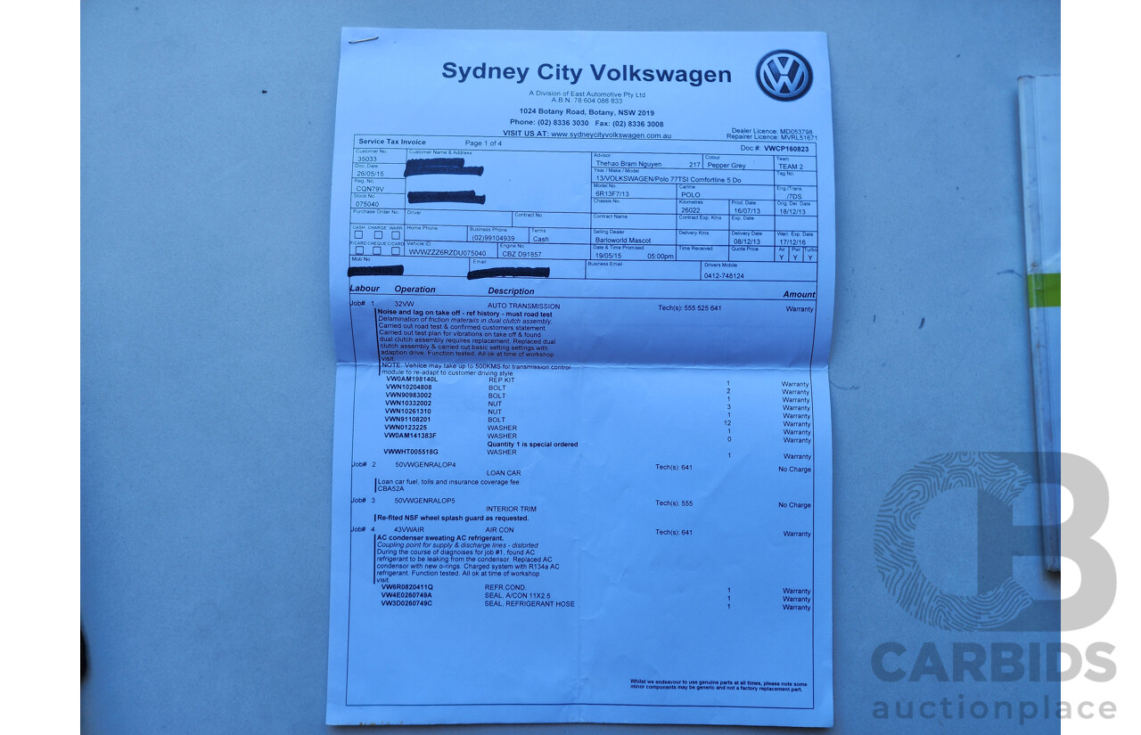 8/2013 Volkswagen Polo 77 TSI Comfortline 6R MY13.5 5d Hatchback Grey 1.2L