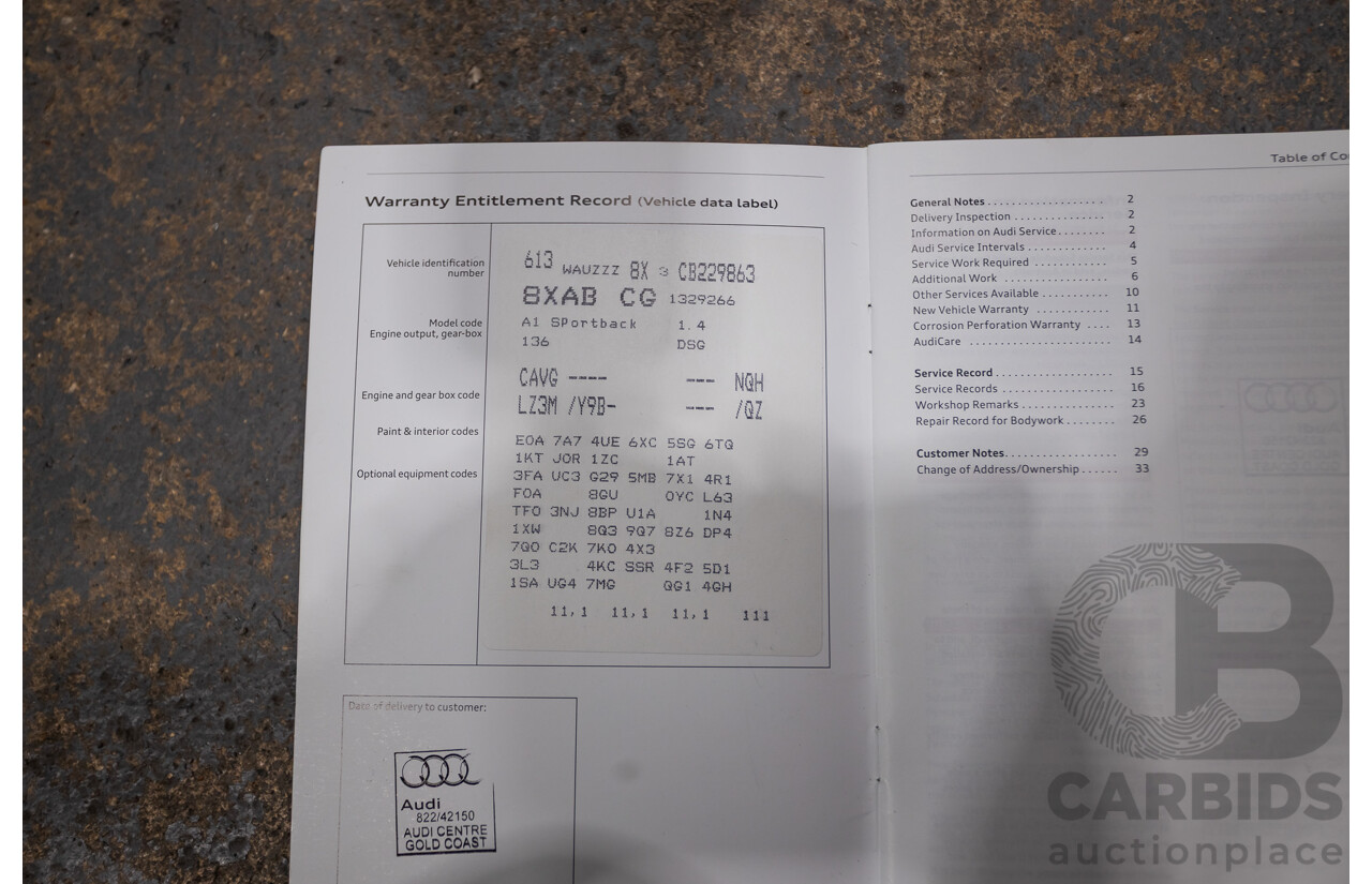 7/2012 Audi A1 Sportback 1.4 TFSI Sport S-Line Pack 8X MY12 5d Hatchback Misano Red / Black Twin Charged 1.4L