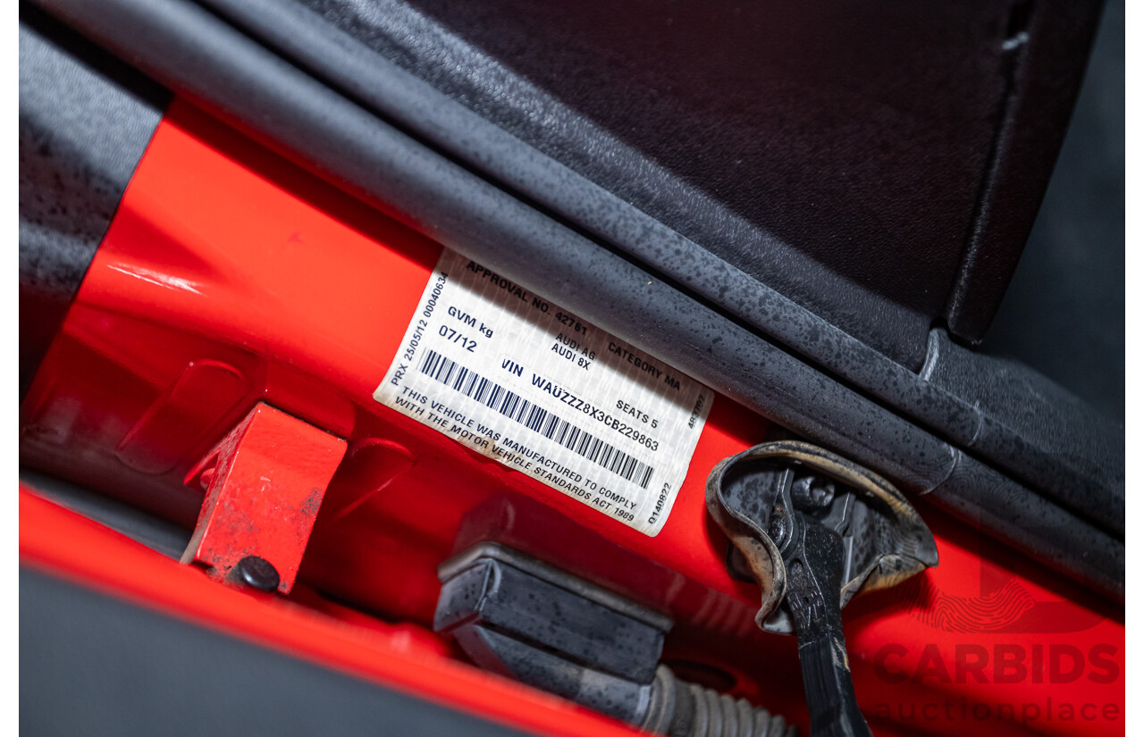 7/2012 Audi A1 Sportback 1.4 TFSI Sport S-Line Pack 8X MY12 5d Hatchback Misano Red / Black Twin Charged 1.4L