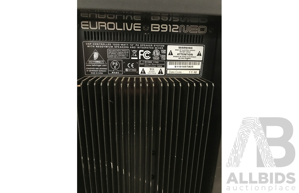 Behringer B912 NEO PA Speaker and Integrated Mixer