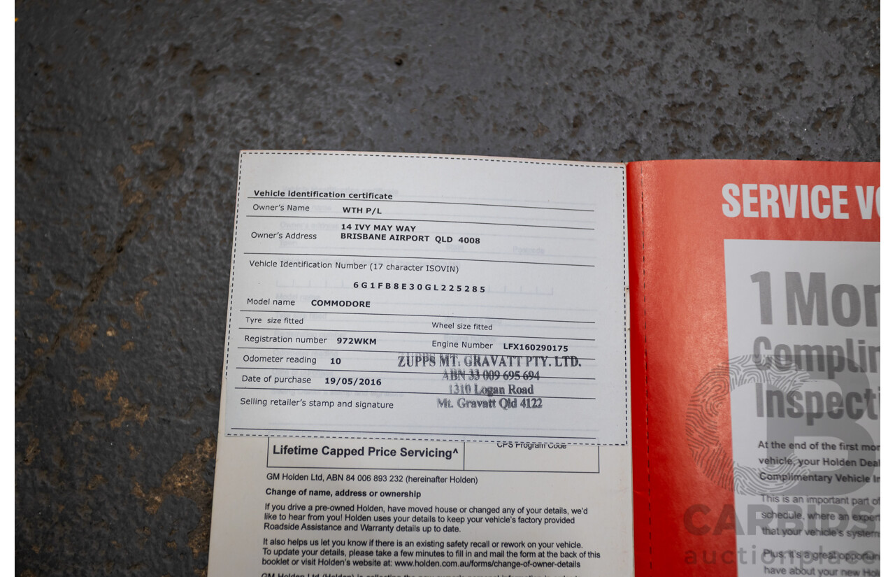 06/2016 Holden Commodore SV6 VF II 4D Sportwagon Prussian Steel Grey 3.6L
