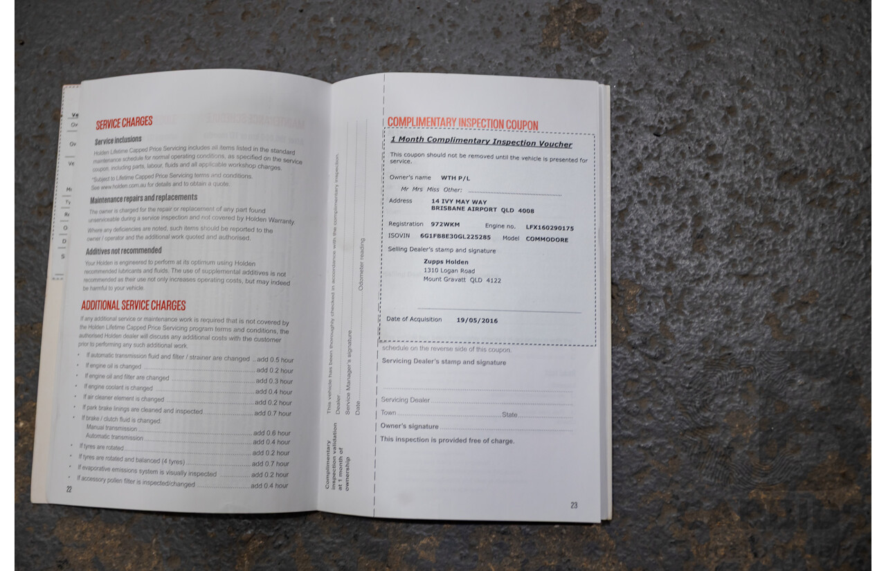 06/2016 Holden Commodore SV6 VF II 4D Sportwagon Prussian Steel Grey 3.6L