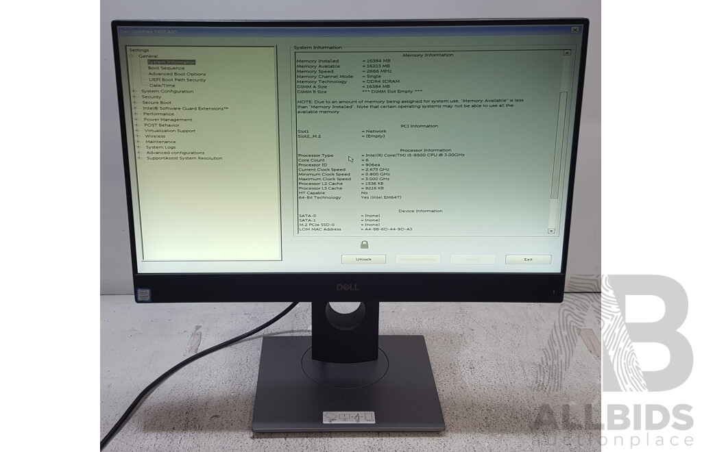 Dell OptiPlex 7470 AIO Intel Core i5 (9500) 3.00GHz-4.40GHz 6-Core CPU 23.8-Inch Touchscreen All-in-One Computer