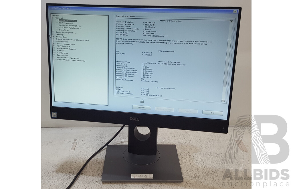 Dell OptiPlex 7470 AIO Intel Core i5 (9500) 3.00GHz-4.40GHz 6-Core CPU 23.8-Inch Touchscreen All-in-One Computer